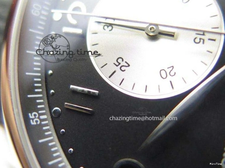 MIROTIME 0509 Minimalist Portuguese 40mm Chrono SS Black Dial On Black Leather Strap A 7382